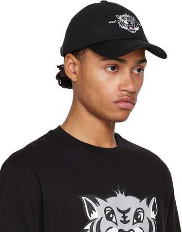 Kasket KENZO Black Graphic Logo Cap Sort | FF58AC621F46, 1