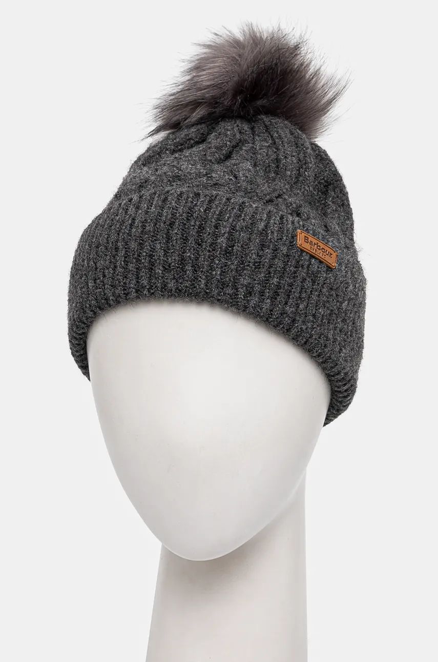 Beanie Barbour Cable Knit Pom Beanie Grå | LHA0555, 1