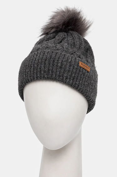 Beanie Barbour Cable Knit Pom Beanie Grå | LHA0555, 1