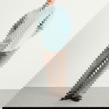 Skjorte Drôle de Monsieur Mirror Shirt Long Sleeve Button-Down Collar with Chest Pocket and Embroidered Logo Blå | I-SH240-CO178-LGNB, 4