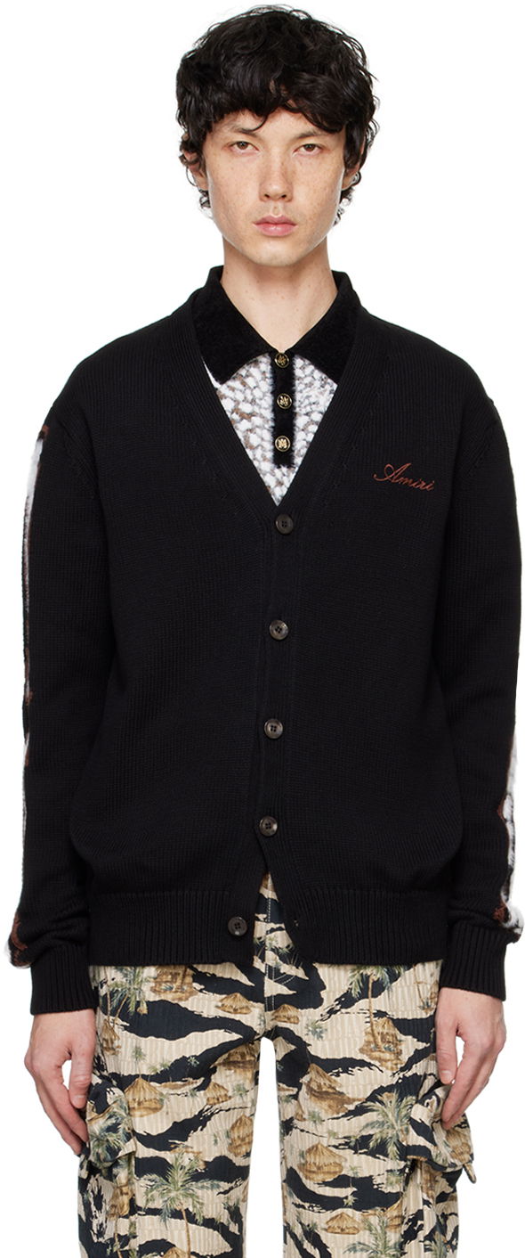 Sweater AMIRI AMIRI Leopard Bones Cardigan Sort | AMKNCD1035