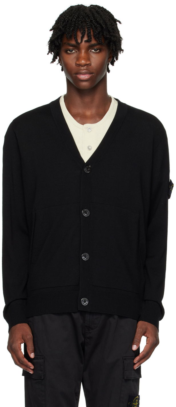 Sweater Stone Island Patch Cardigan Sort | 7915511C4, 0