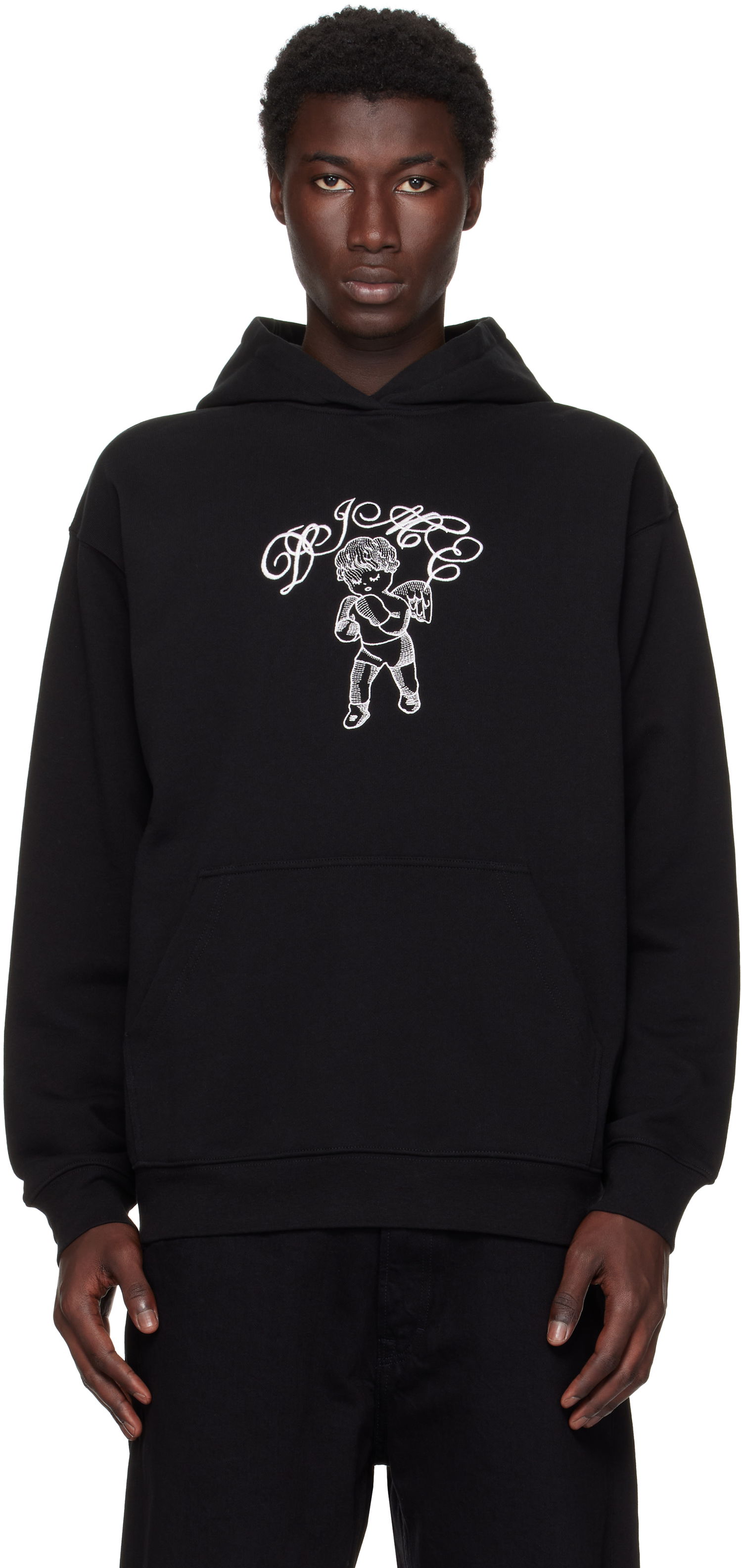 Sweatshirt Dime Embroidered Fighter Hoodie Sort | DIMESU2544BLK, 0
