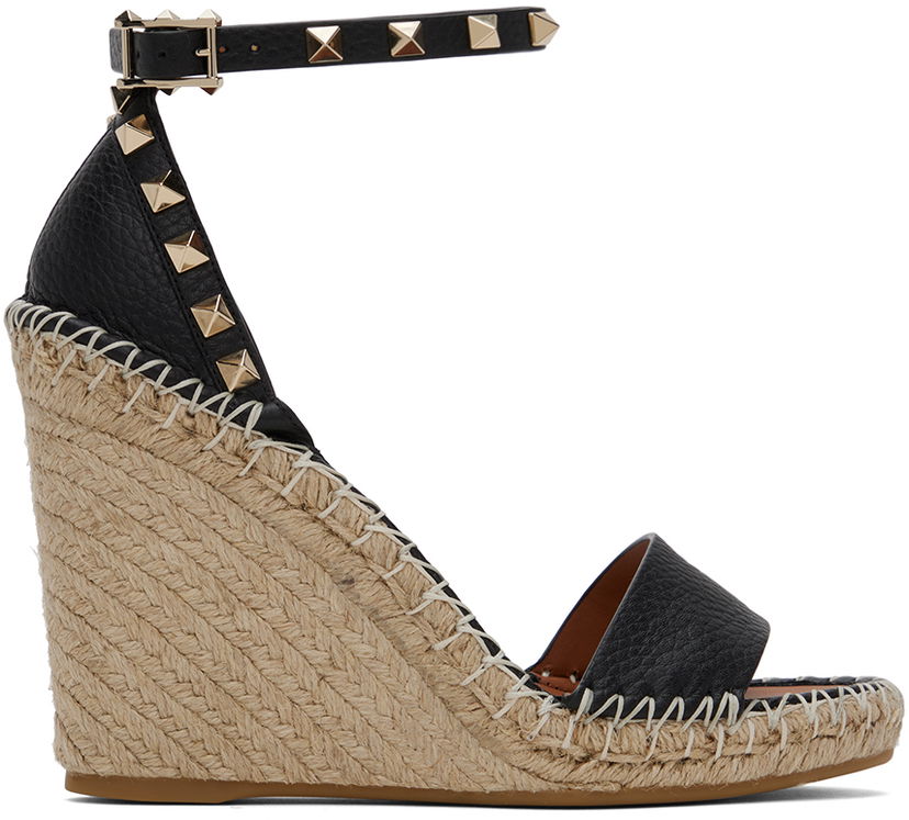 Sneakers og sko Valentino Valentino Garavani Double Rockstud Wedge Espadrilles Sort | 5W2S0090VTO