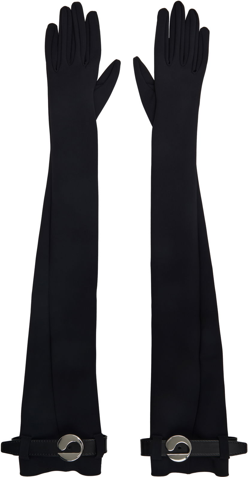 Handsker Coperni Coperni Logo Belted Jersey Long Gloves Sort | COPAC06F5030