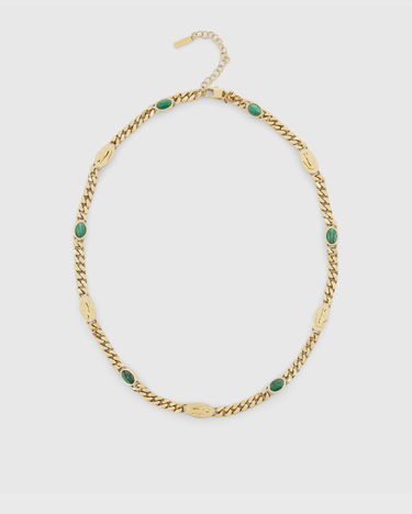 Halskæde Lacoste Malachite and Crocodile Embossed Curb Chain Necklace Flerfarvet | JL127N-712, 1