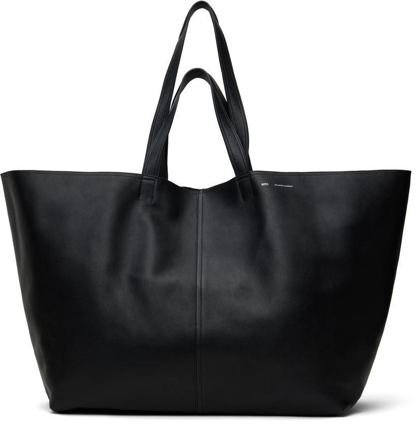 Mulepose AMI AMI Paris Leather Midi Maxi Tote Sort | ULL024.AL0090