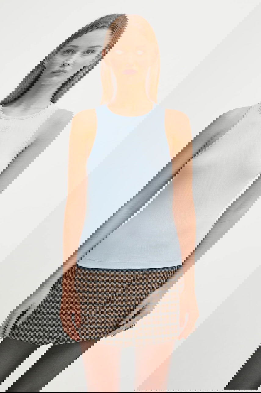 Tanktop GANNI GANNI Soft Cotton Ribbed Tank Top Blå | T4143, 0