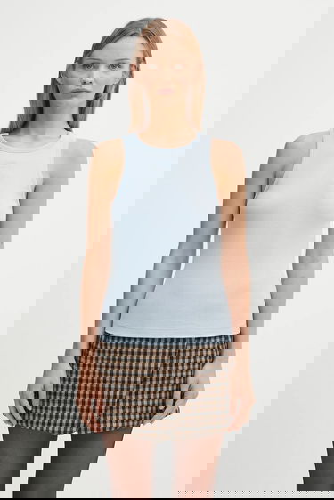 Tanktop GANNI GANNI Soft Cotton Ribbed Tank Top Blå | T4143, 0