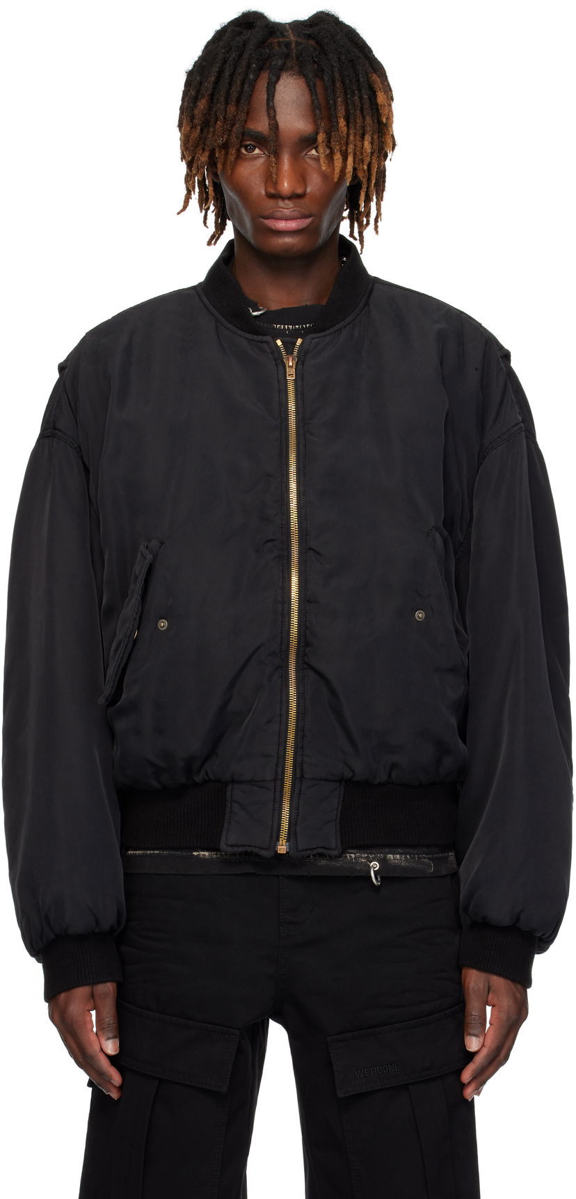 Bomberjakke We11done We11done Curved Bomber Jacket Sort | WD-JP0-25-005-U-BK