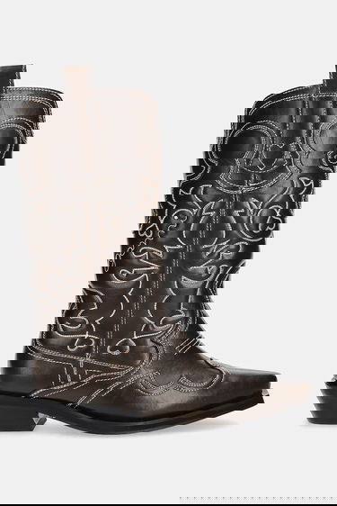 Sneakers og sko GANNI GANNI Mid Shaft Embroidered Western Boots Brun | S3112, 1