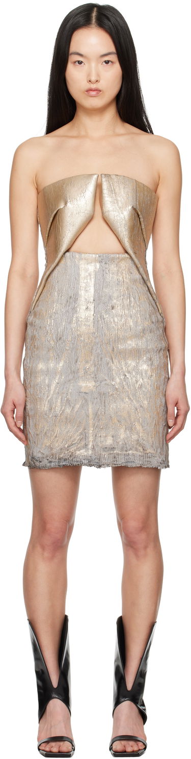 Kjole Rick Owens Rick Owens Hollywood Prong Denim Minidress Metalisk | RP01E7531 SGMC, 0