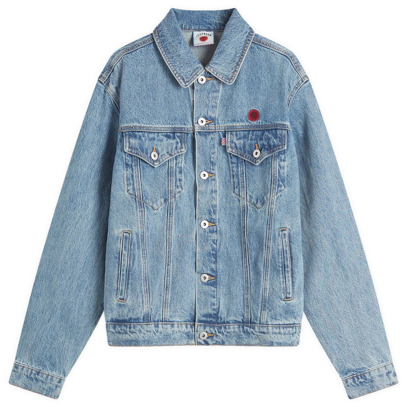 Jakke BBC IceCream ICECREAM Check Lined Denim Trucker Jacket, Size Large Blå | IC24411-BLU