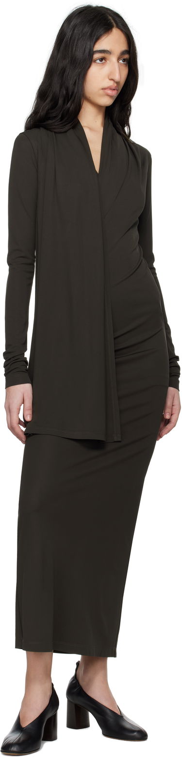 Kjole TOTEME TOTEME Overlapped Jersey Midi Dress Grøn | 252-WRD0172-FB0162, 3