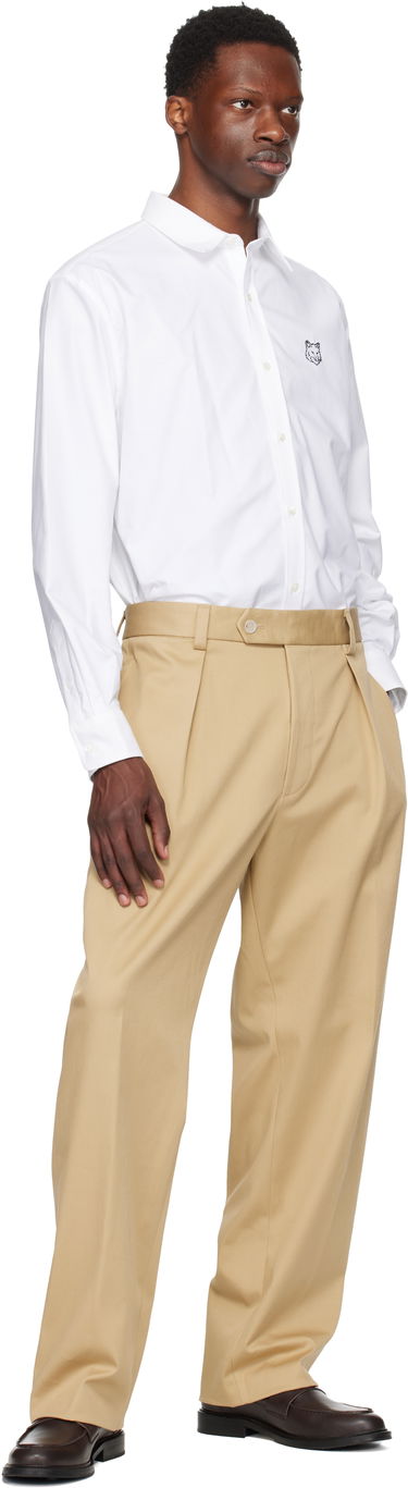 Bukser BOSS BECKHAM x BOSS Stretch Cotton Trousers Hvid | 50549203, 4