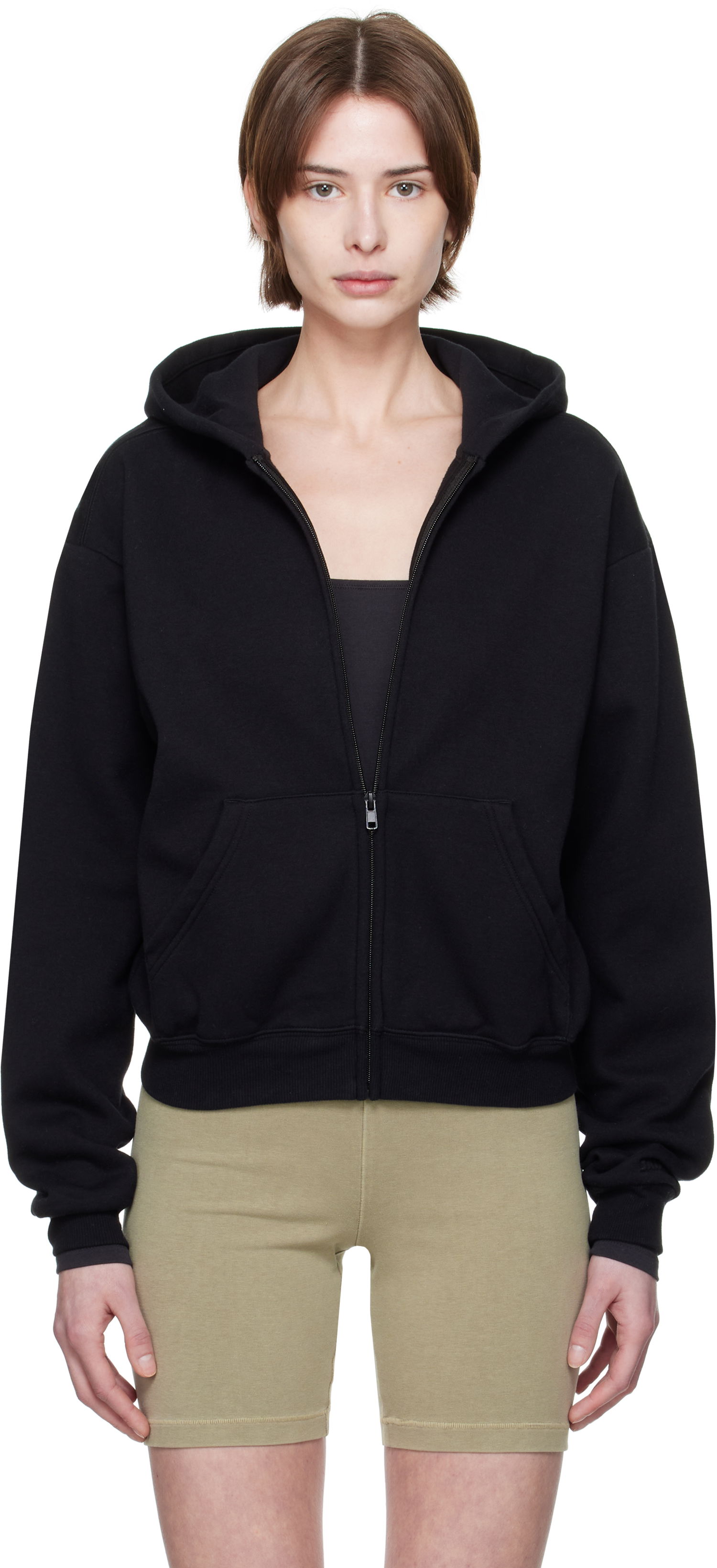 Sweatshirt SKIMS SKIMS Cotton Fleece Classic Zip Hoodie Sort | ZU-ZUP-8366W, 0