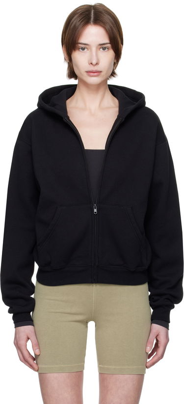 Sweatshirt SKIMS SKIMS Cotton Fleece Classic Zip Hoodie Sort | ZU-ZUP-8366W, 0