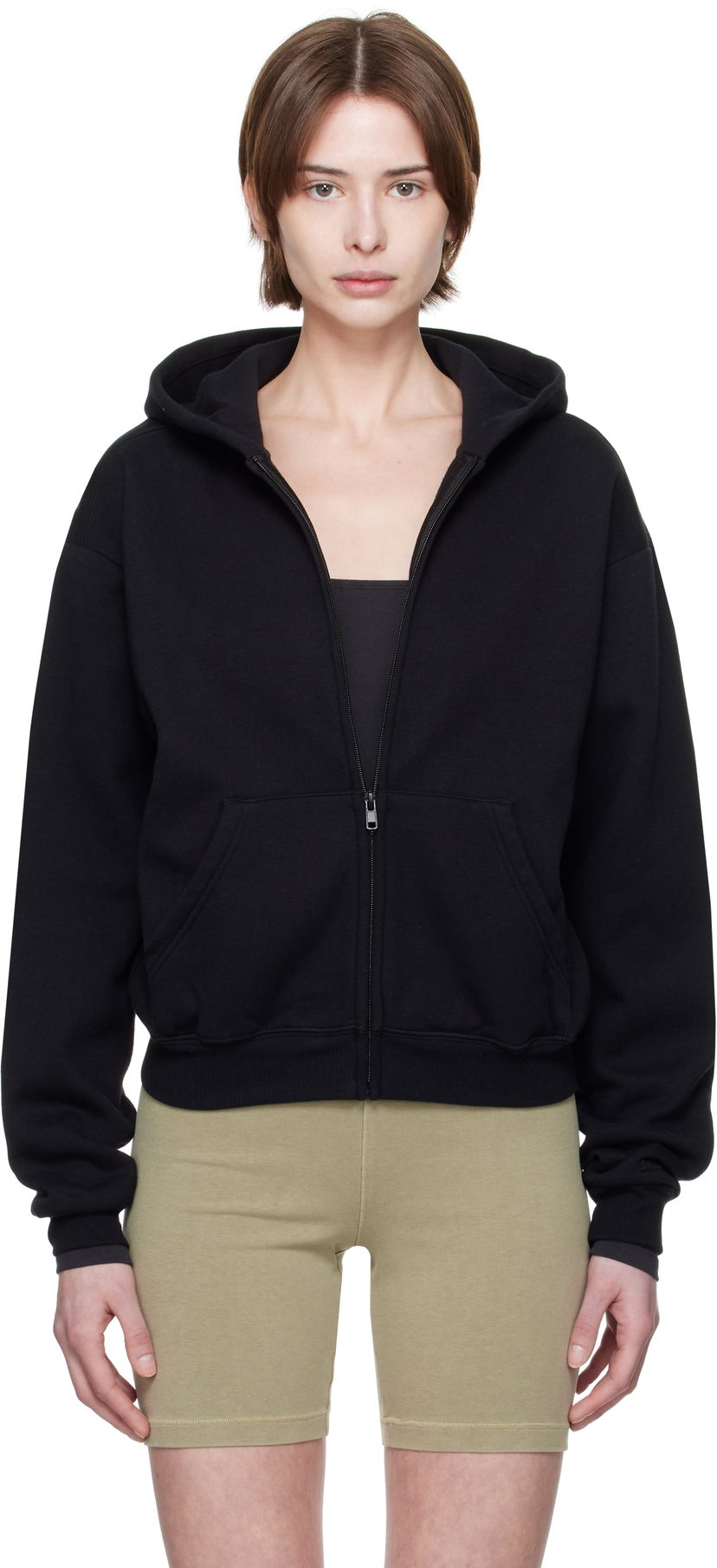 Sweatshirt SKIMS SKIMS Cotton Fleece Classic Zip Hoodie Sort | ZU-ZUP-8366W