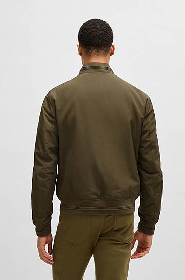 Bomberjakke BOSS Porsche x BOSS Canvas Jacket with Stripes Grøn | 50532471, 1