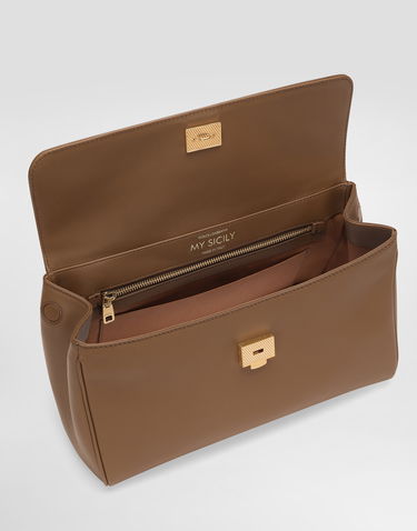 Håndtaske Dolce & Gabbana Dolce & Gabbana My Sicily Plongé Calfskin Handbag Brun | BB7782B73218Z093, 3
