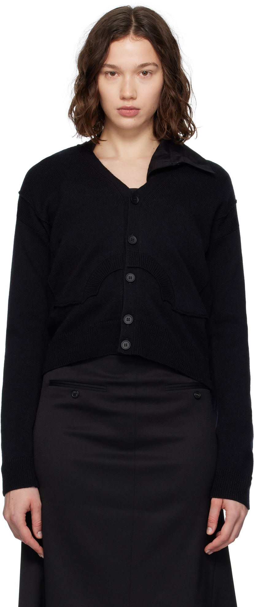 Sweater Maison Margiela MM6 Maison Margiela Wool Knit Cardigan Sort | S52HP0032 M13139