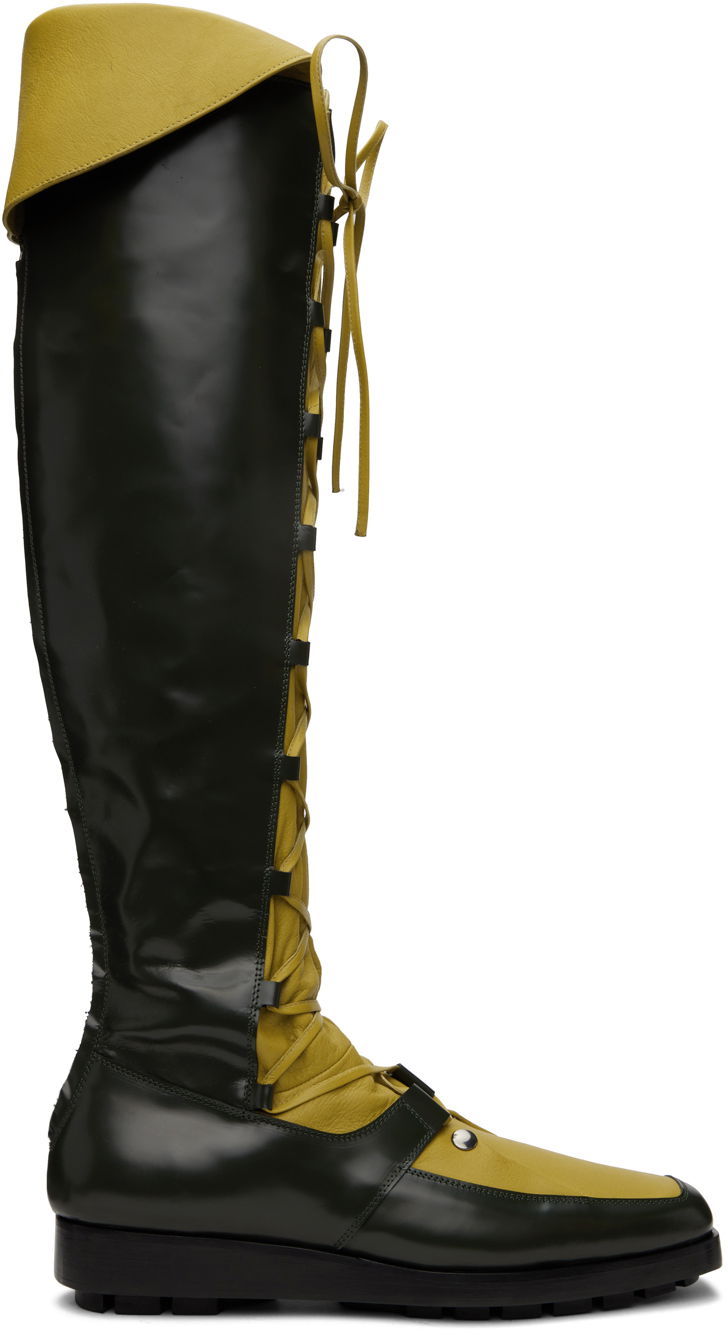 Sneakers og sko KIKO KOSTADINOV Kiko Kostadinov Priam Lace-Up Knee-High Boots Grøn | KKAW23FT02-98, 0