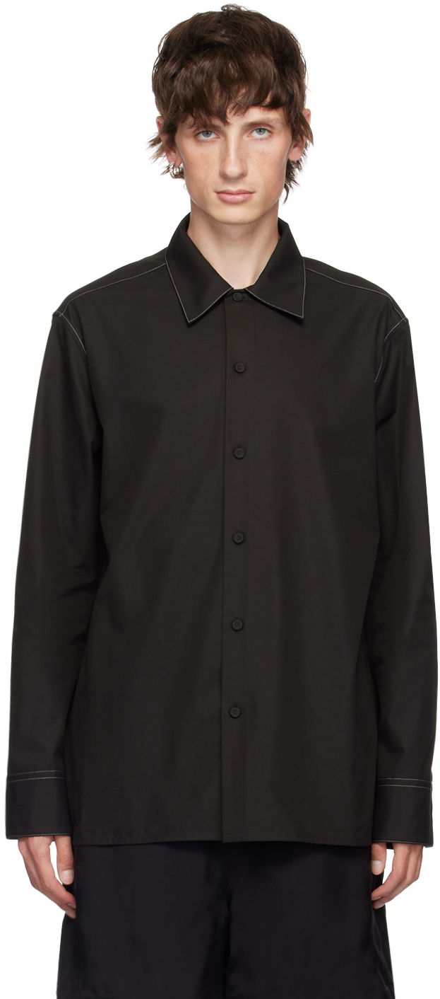 Skjorte Jil Sander Black Contrast Stitching Shirt Sort | J61DL0020_J46192