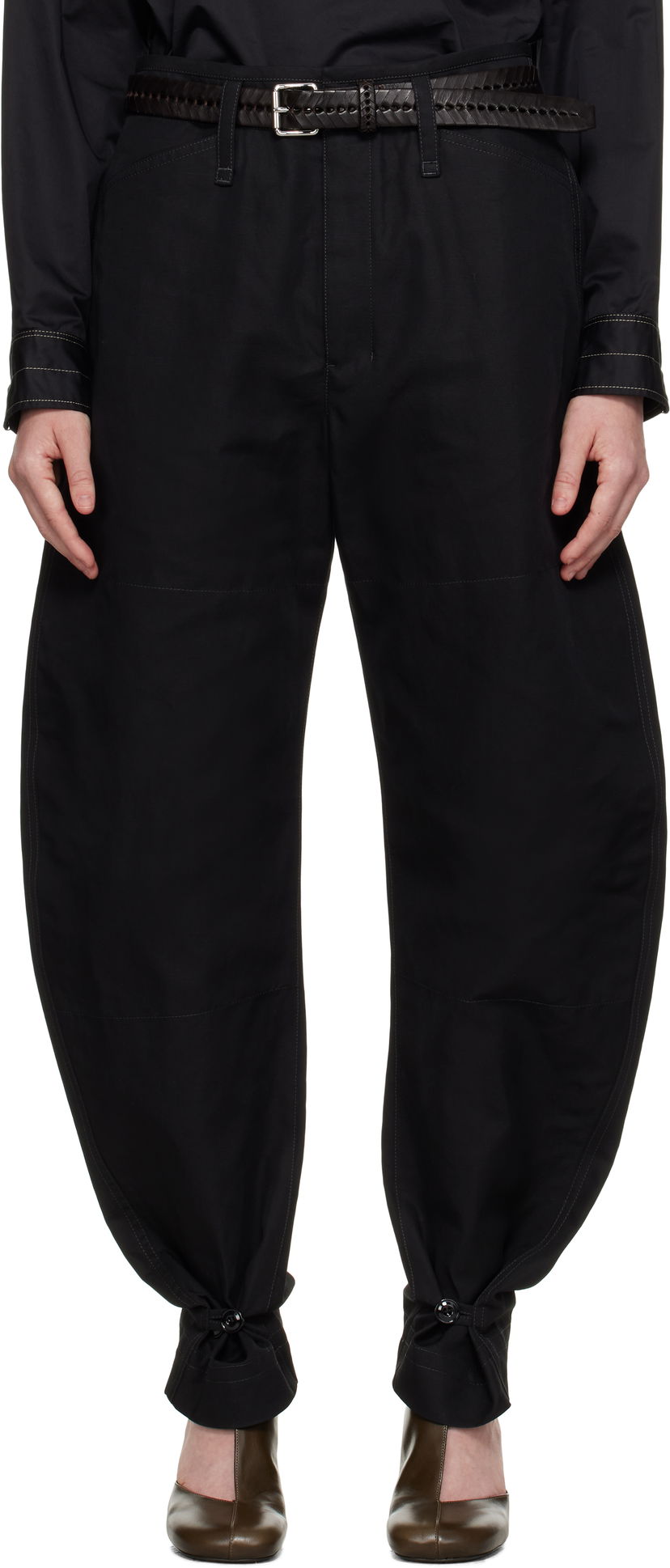 Bukser LEMAIRE Lemaire Tapered Tie-Hem Trousers Sort | PA1184 LF1350