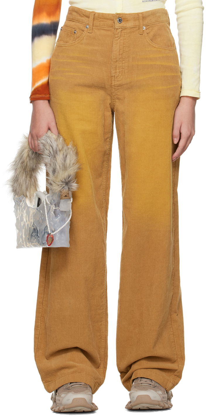 Jeans We11done Washed Corduroy Trousers Beige | WD-DP3-22-392-W-CM
