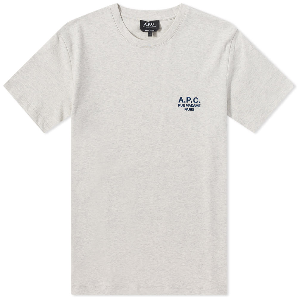 T-shirt A.P.C. Raymond Embroidered Logo Tee Ecru Heather Grå | COEZC-H26840-PAA, 0