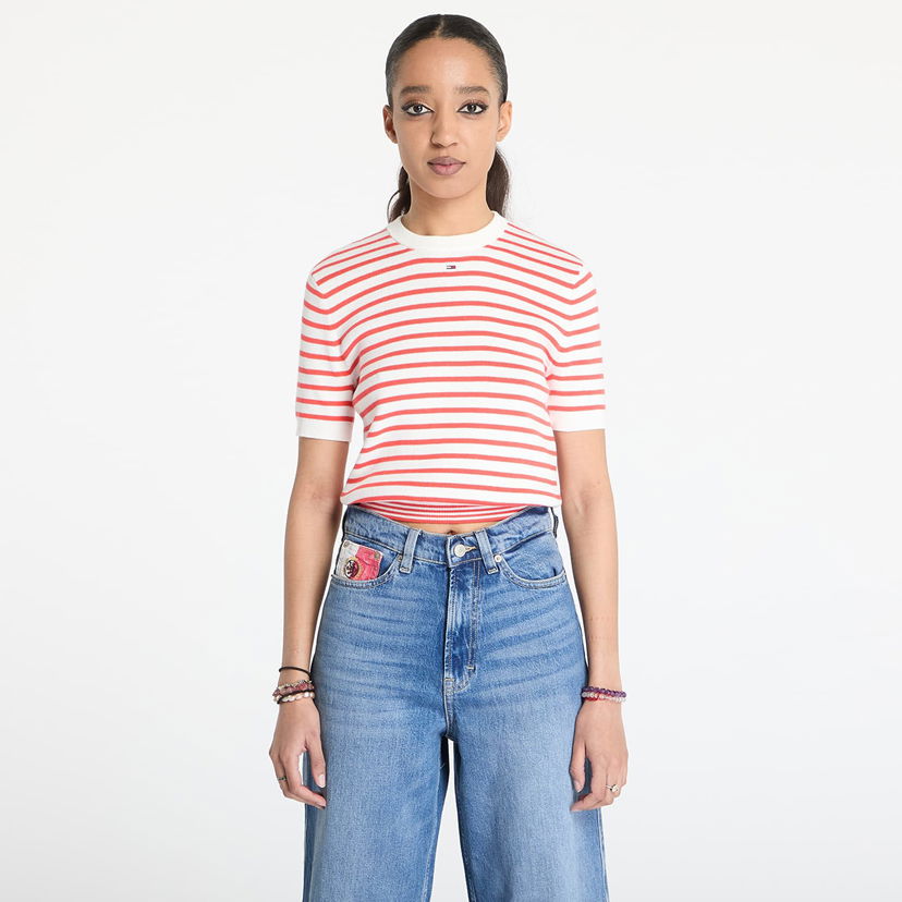 T-shirt Tommy Hilfiger Tommy Jeans Essential Short Sleeve Striped Sweater Hvid | DW0DW19336 0EX