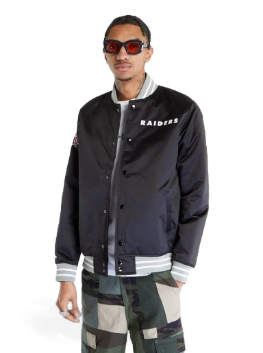 Bomberjakke Mitchell & Ness Heavyweight Satin Jacket Sort | OJBF3413-ORAYYPPPBLCK