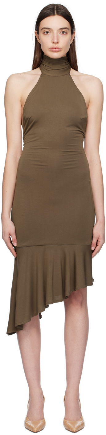 Kjole Miaou Miaou Karina Halter Neck Midi Dress Brun | 5028TJBPOLV