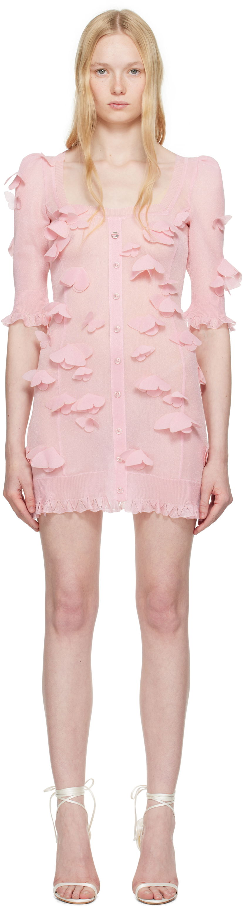 Kjole Coperni Coperni Knitted Butterfly Mini Dress Lyserød | COPML143Y3015
