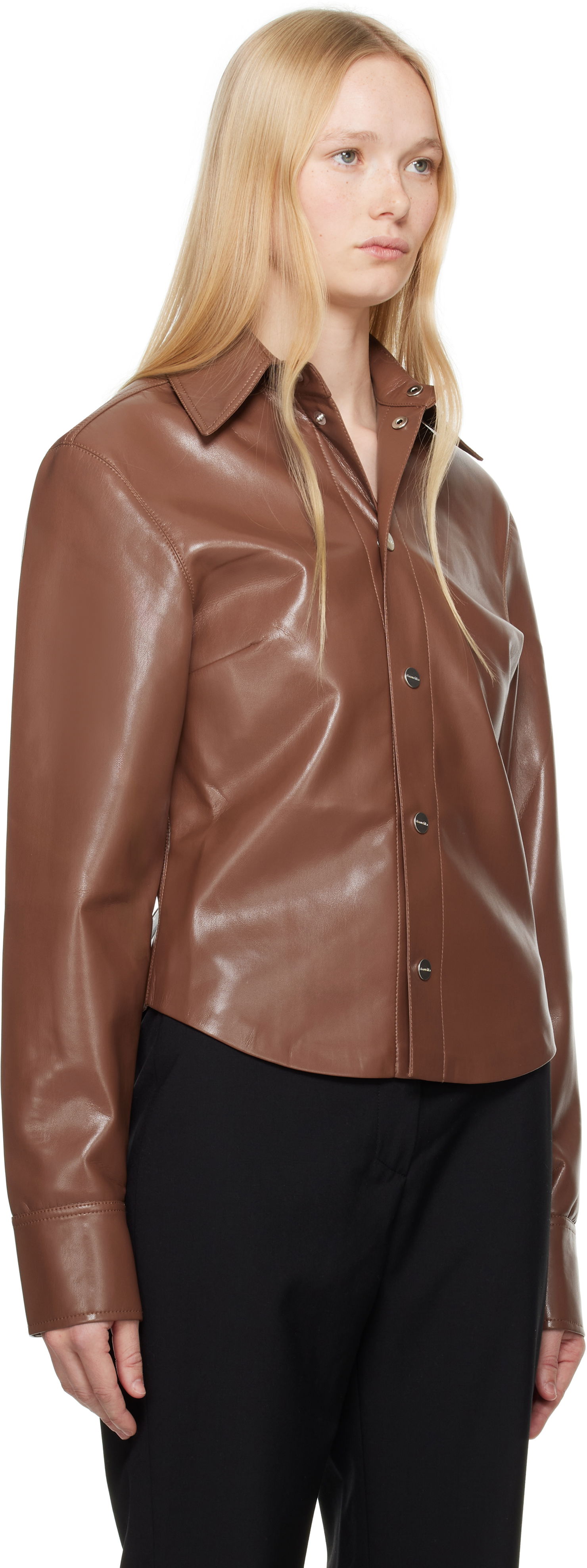 Skjorte Nanushka Nanushka Bogna Vegan Leather Shirt Brun | NW25SSJK21275, 1