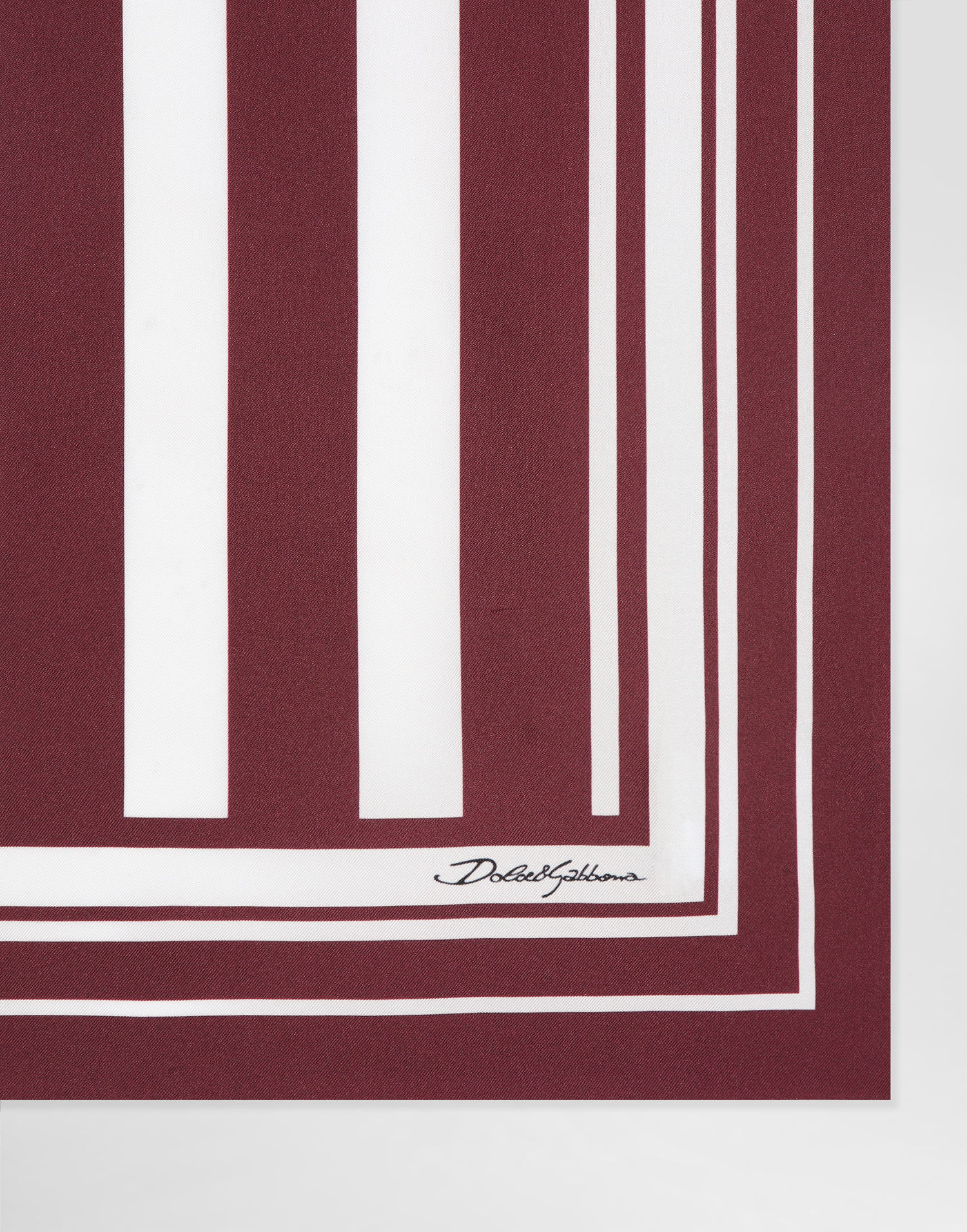 Tørklæde Dolce & Gabbana Dolce & Gabbana Striped Silk Twill Square Scarf Bourgogne | GQ348EG0WUCHR8DA, 1
