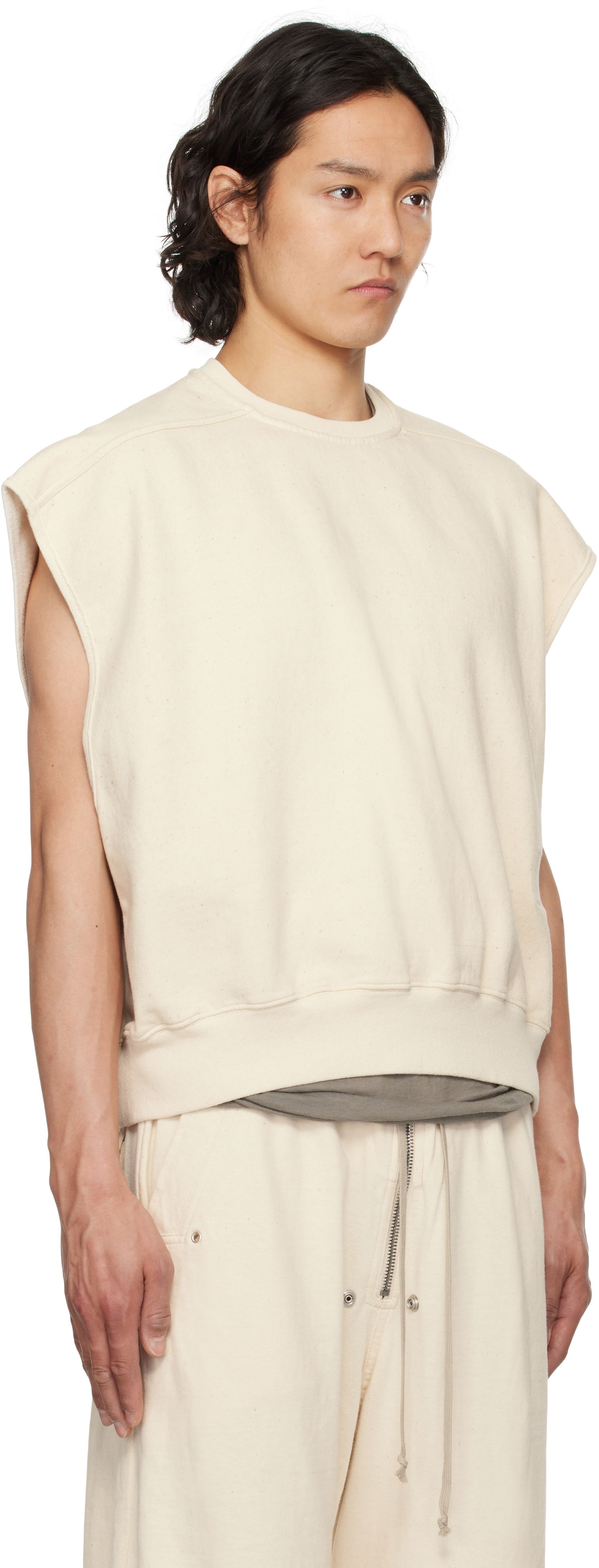 Sweater Rick Owens Rick Owens DRKSHDW Tatlin Jumbo Sleeveless Sweatshirt Beige | DU01E3160 FN, 1