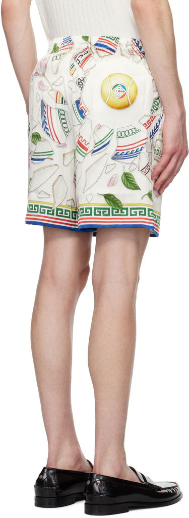 Shorts Casablanca Casablanca 'Le Vase Brise' Silk Shorts Hvid | MPS25-TR-012-02, 2