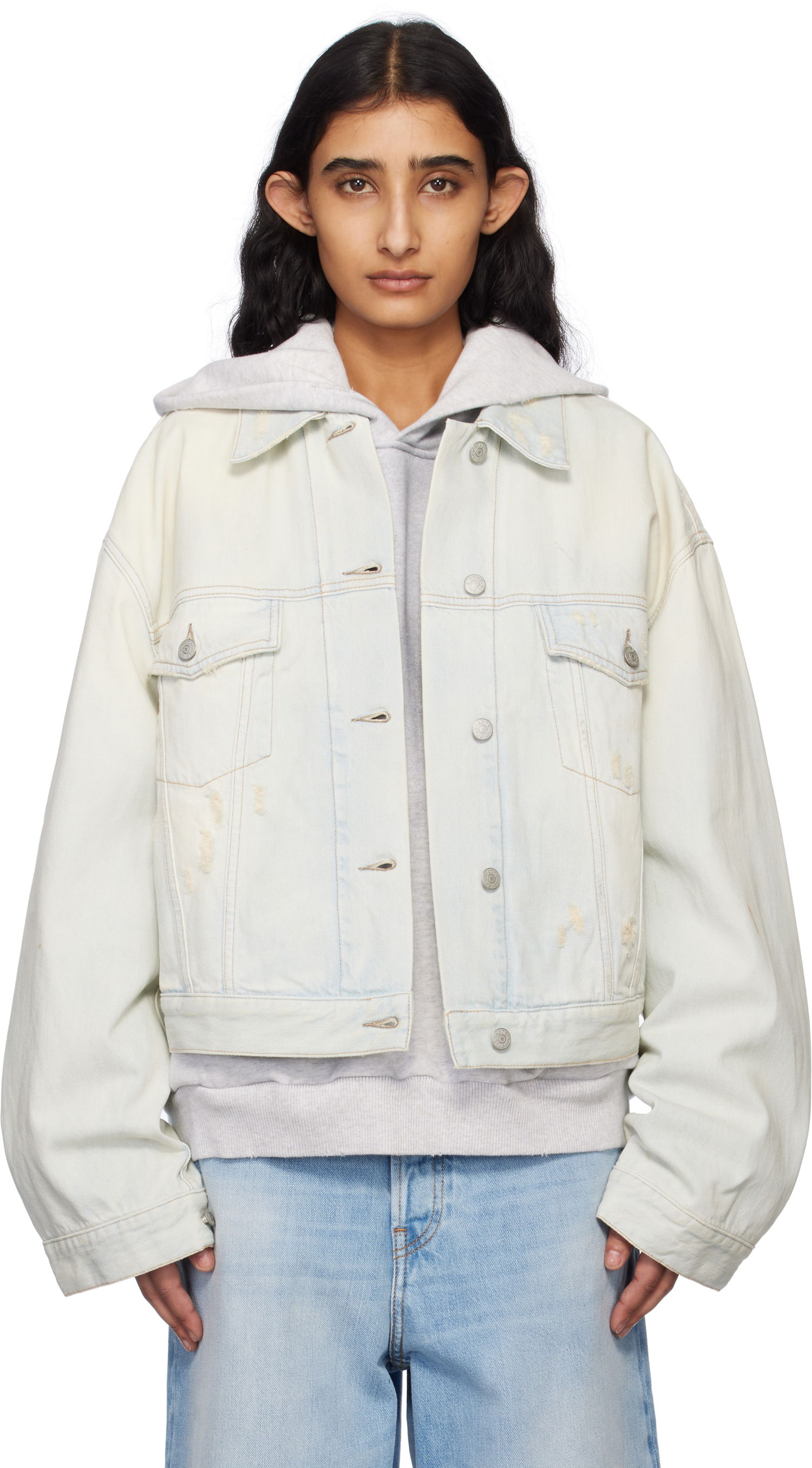 Jakke Acne Studios Acne Studios Relaxed Cropped Denim Jacket Blå | A90639-, 0