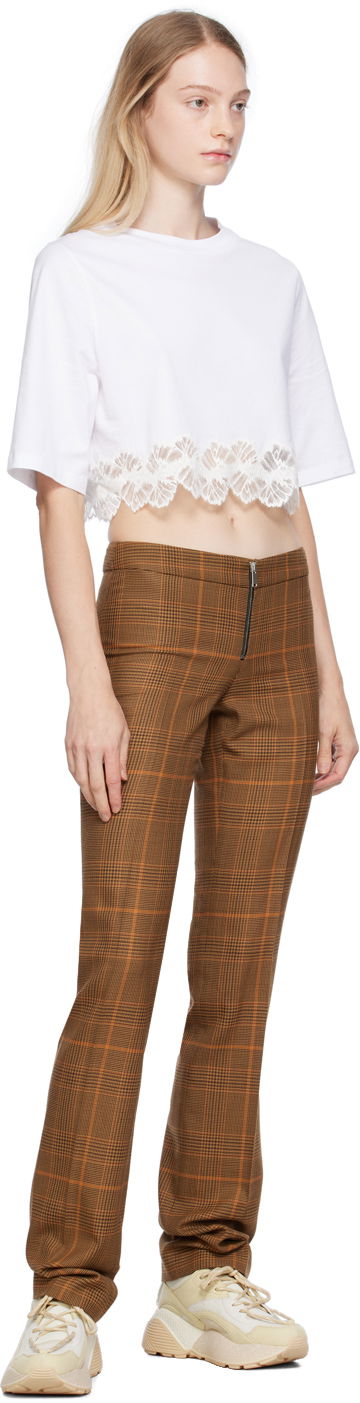 Bukser Stella McCartney Exposed Zip-Fly Glen Plaid Trousers Brun | 6401343CQ750, 3