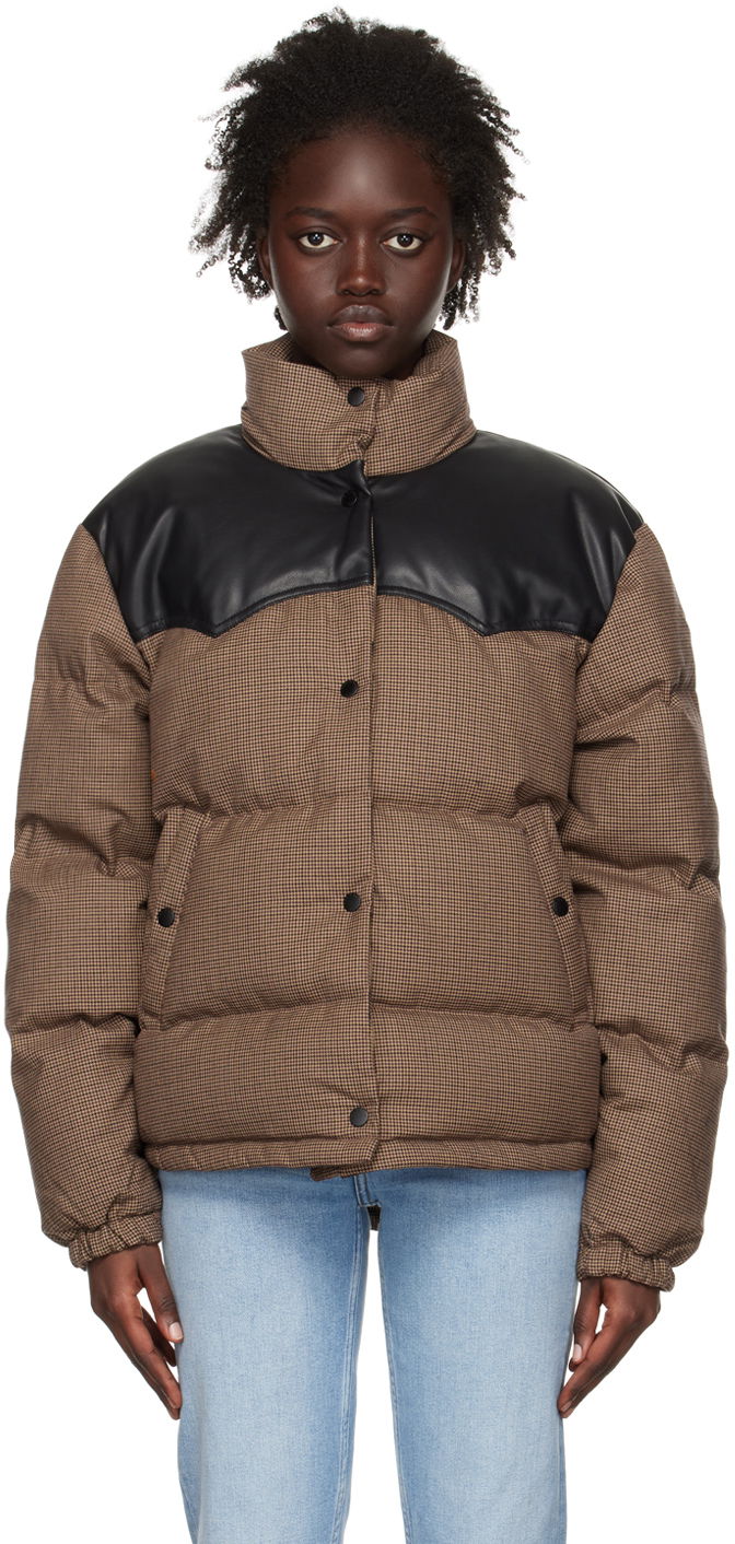 Puffer jakke rag & bone Rag & Bone Cal Houndstooth Down Jacket Brun | WAW22F2031FA31