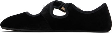 Sneakers og sko Alaïa ALAÏA Criss Cross Velvet Ballerina Flats Sort | AA3A046TK059, 2