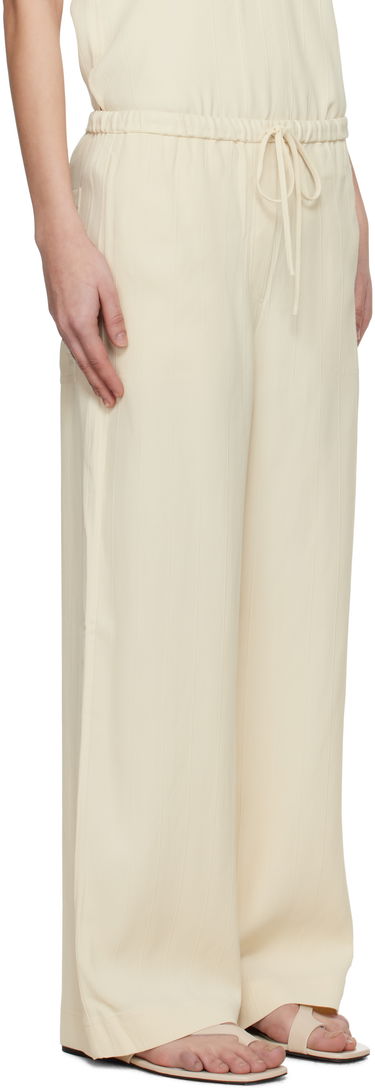 Jumpsuit TOTEME TOTEME Woven Stripe Drawstring Trousers Beige | 252-WRB1709-FB0192, 1