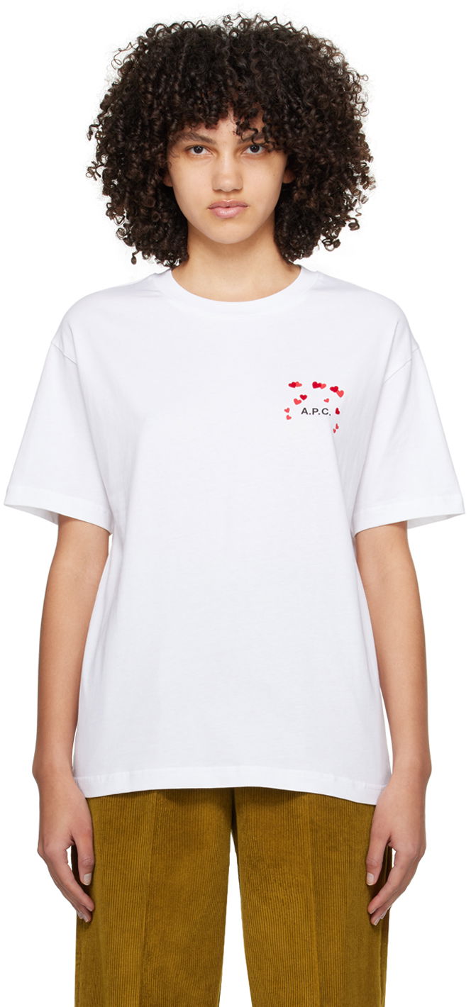 T-shirt A.P.C. Hearts T-Shirt Hvid | COEIO-M26374, 0