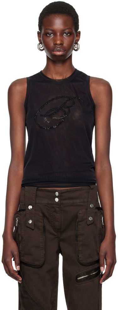 Tanktop Blumarine Blumarine Rhinestone Monogram Tank Top Sort | A422T073A, 0