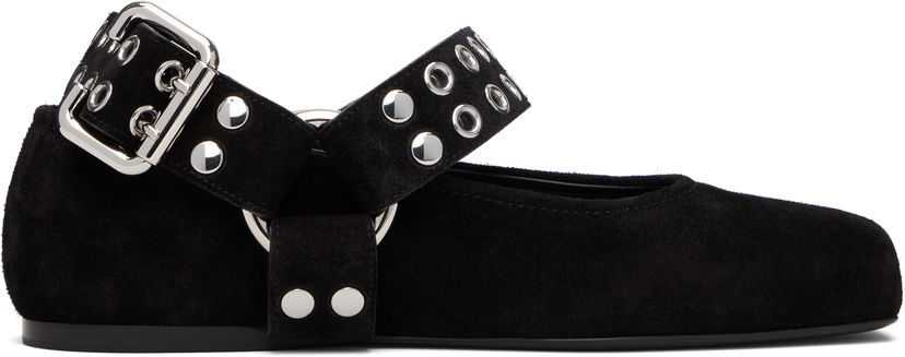 Skopleje Alaïa ALAÏA Biker Suede Ballerina Flats Sort | AA3A041CK177