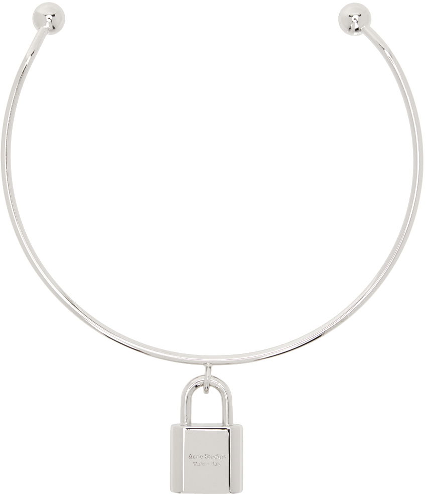 Halskæde Acne Studios Silver Padlock Choker Grå | C50439-, 0