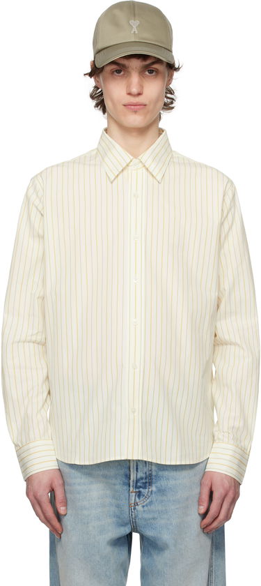 Skjorte AMI AMI Paris Classic Striped Shirt Gul | HSH051.CO0109, 0