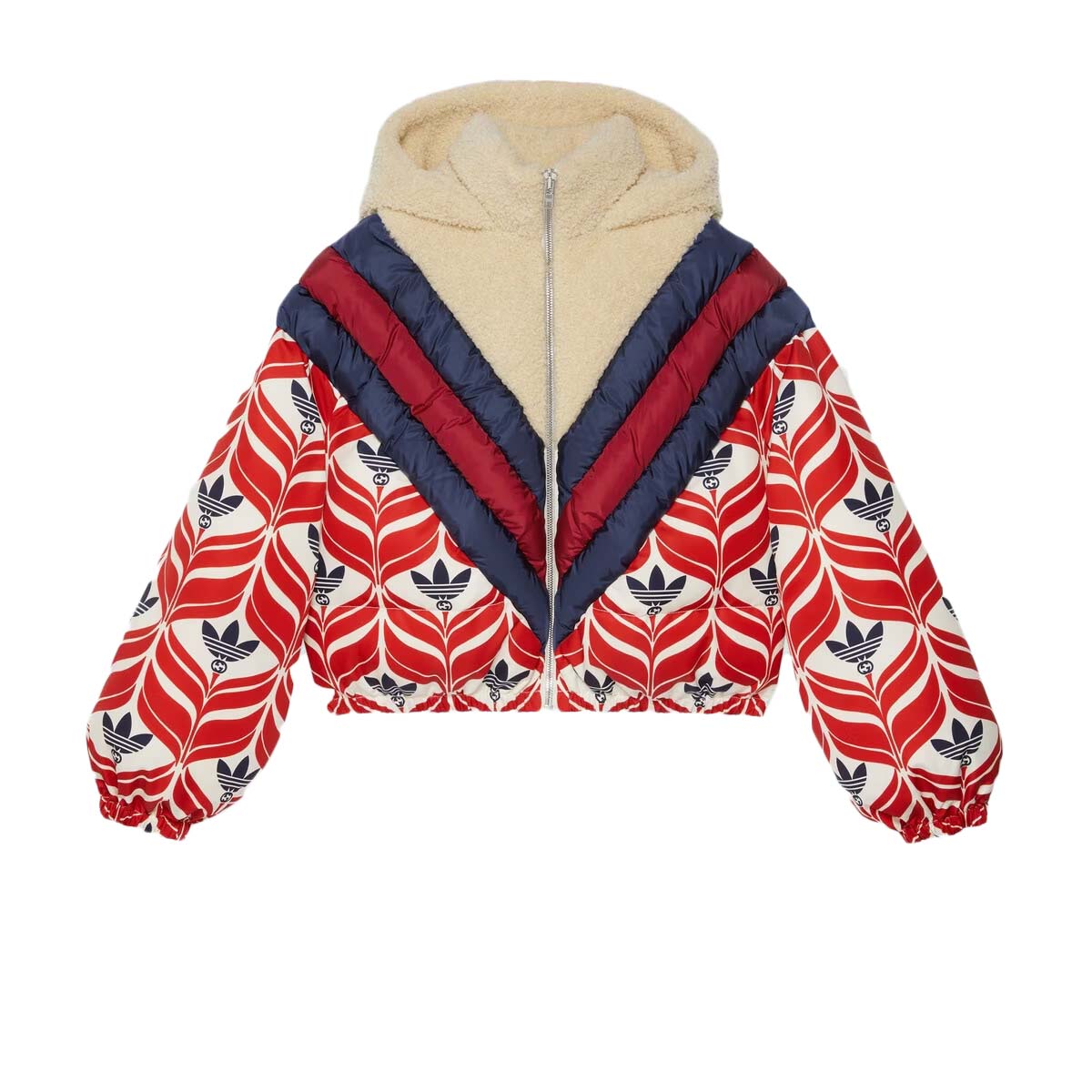 Puffer jakke Gucci adidas x Hooded Puffer Jacket Black/White/Red Rød | 714852 ZALFN 1043, 0