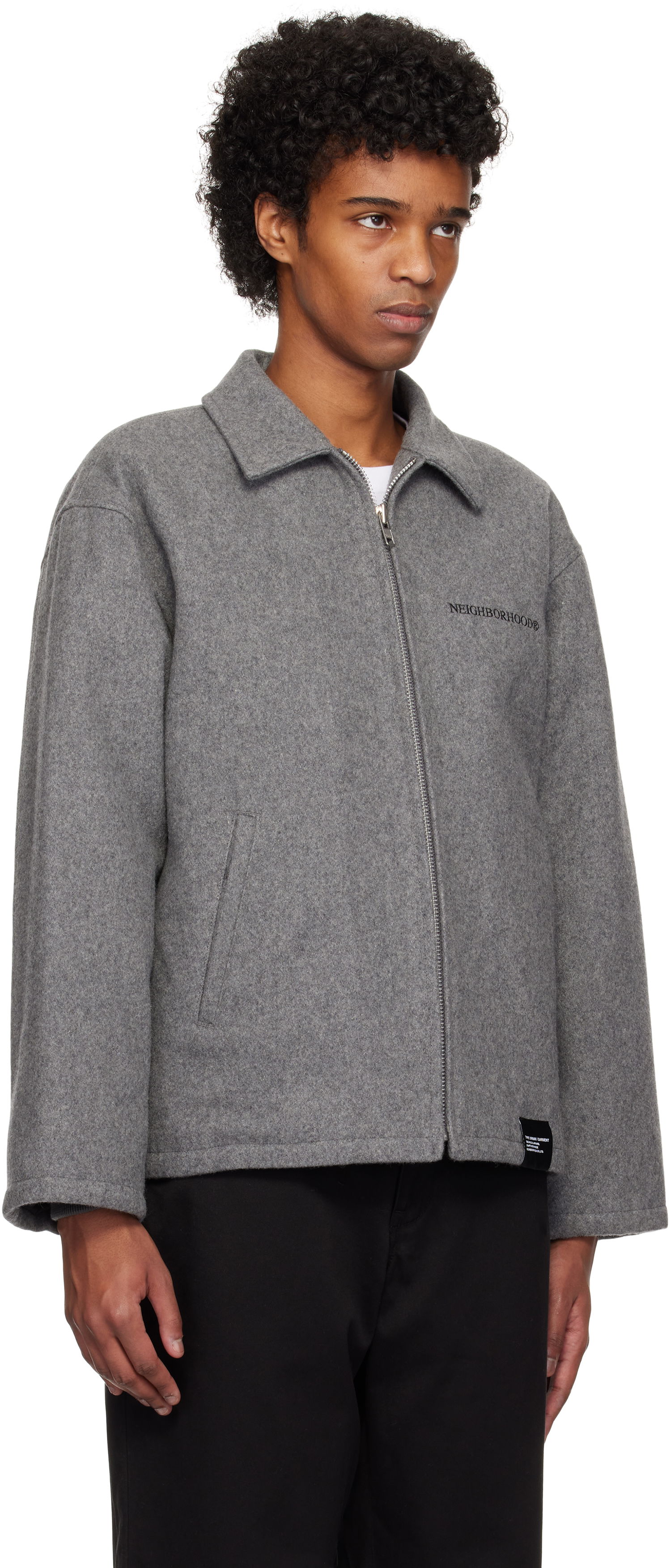 Jakke Neighborhood Melton Zip Work Jacket Grå | 242ZANH-JKM01, 1
